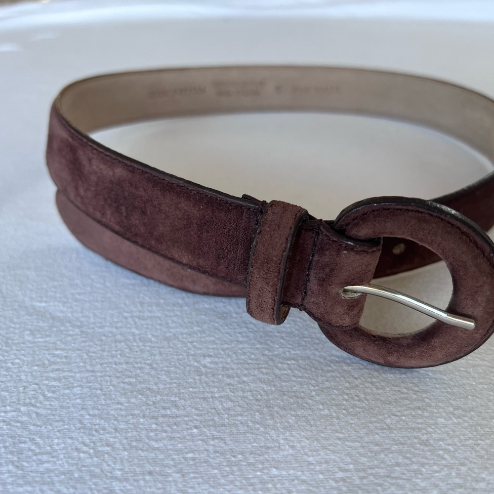 Chocolate brown suede hush puppies belt / 60s 90s minimalist vintage